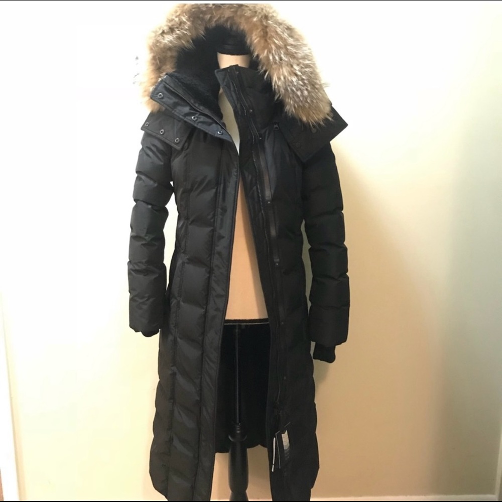 Mackage Black Puffer Coat with Fur Trim